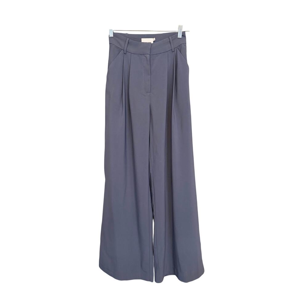 Stelen Wide Leg Pleated Trousers Pants Small Blue Minimalist Office Career Work